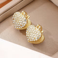 Korean Luxury Gold Alloy Full Rhinestone Heart Shape Pearl Huggie Clip Fashion Stud Earrings view 1
