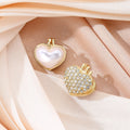 Korean Luxury Gold Alloy Full Rhinestone Heart Shape Pearl Huggie Clip Fashion Stud Earrings view 3