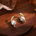 Luxury Snake Wrap Pearl Studs With Rhinestone Paved Alloy Serpent Design For Women Earrings view 4