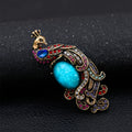 Aqua Gold Tone Peacock Metal Brooch Pin for Jackets and Lapels view 4
