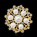 Gold Tone Silver Tone Horse Pearl Look Metal Brooch Pin view 3