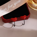 Korean Minimalist Red Enamel Heart Alloy Hoop Studs For Women Light Luxury Fashion Earrings view 1