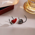 Korean Minimalist Red Enamel Heart Alloy Hoop Studs For Women Light Luxury Fashion Earrings view 2