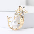 Alloy Pearl Mermaid Brooch Pin For Women Apparel Decoration view 3
