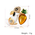 Black Gold Tone Rabbit Crystal Enamel Metal Brooch Pin view 2