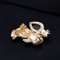 Black Gold Tone Rabbit Crystal Enamel Metal Brooch Pin view 5