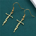 Luxury Stainless Steel Letter Cross Heart Faith Grace Dangle Hook Earrings For Women Elegant Earrings view 4