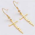 Luxury Stainless Steel Letter Cross Heart Faith Grace Dangle Hook Earrings For Women Elegant Earrings view 5