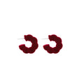 Luxury Winter Fashion Red And Black Flocked Velvet Braided C Shape Hoop Alloy Pin Stud Earrings view 5