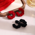Luxury Winter Fashion Red And Black Flocked Velvet Braided C Shape Hoop Alloy Pin Stud Earrings view 1