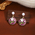 French Monet Garden Colorful Enamel Drip Flower Dangle Earrings For Women view 3