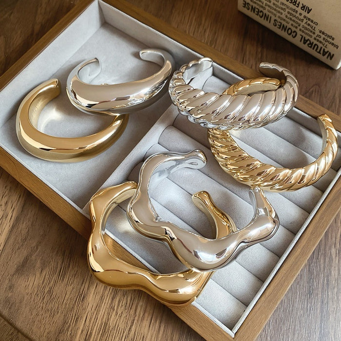 Irregular Open Acrylic Bangle European American Style Round Fashion Statement Bracelet