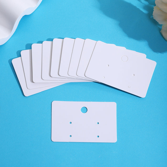 Elegant Blank White Rectangular Earring Display Cards With Rounded Corners For Stud Jewelry Packaging Earrings