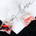 Clear Water Bag and Color Fish Novelty Hook Earrings view 3