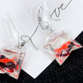 Clear Water Bag and Color Fish Novelty Hook Earrings view 2