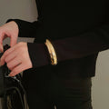 European American Round Adjustable Alloy Bangle Fashion Minimalist Statement Bracelet view 3