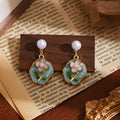 French Enamel 3D Flower Drop Earrings Garden Style Fresh Sweet Luxury Floral Earrings view 2