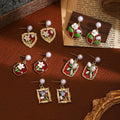 French Colorful Enamel Flower Baroque Pearl Drop Earrings Light Luxury Garden Style Jewelry view 2