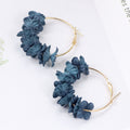 Pink Blue and Multicolor Fabric Flower Hoop Earrings view 6
