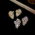 Alloy Rhinestone Leaf Stud Earrings For Women Light Luxury Fashion Jewelry view 2