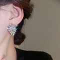 Alloy Rhinestone Leaf Stud Earrings For Women Light Luxury Fashion Jewelry view 4