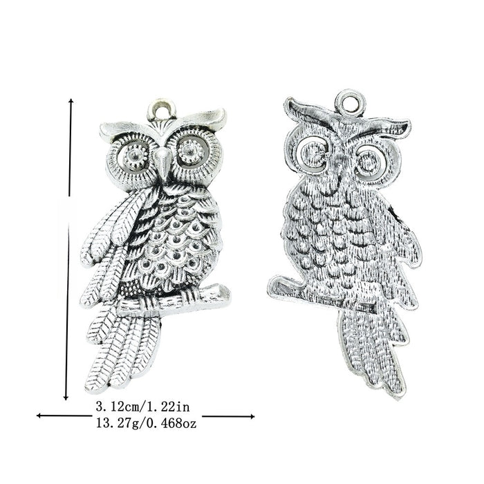 Antique Silver Zinc Alloy Owl Charm Pendant No.639000 for DIY Necklace Bracelet Jewelry Making