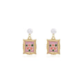 French Vintage Enamel 3D Flower Heart Drop Earrings, Forest Garden Sweet Dangle Jewelry For Women view 5