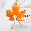 Gold Tone Maple Leaf Crystal Enamel Two Designs Metal Brooch Pin view 3