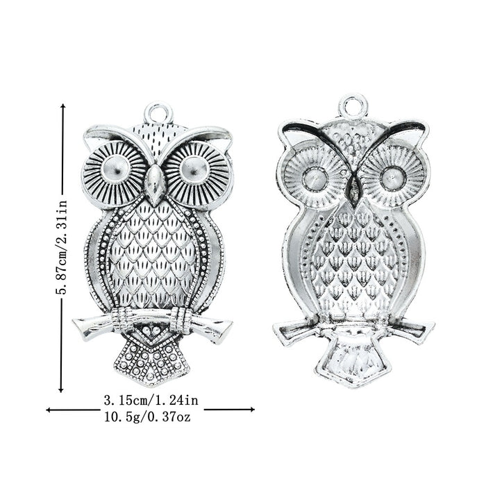 Antique Silver Zinc Alloy Owl Charm Pendant No.173664 for DIY Necklace Bracelet Jewelry Making
