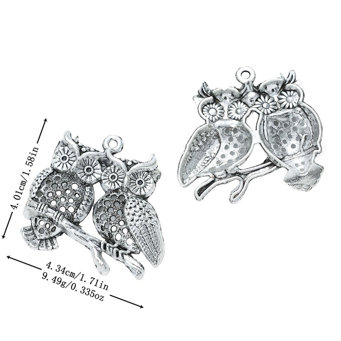 Antique Silver Zinc Alloy Owl Charm Pendant No.369624 for DIY Necklace Bracelet Jewelry Making