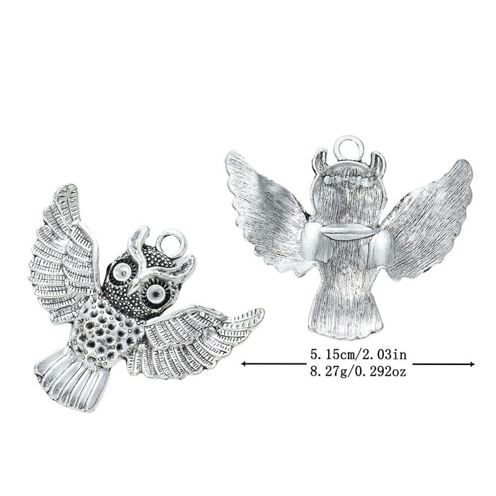 Antique Silver Zinc Alloy Owl Charm Pendant for DIY Necklace Bracelet Jewelry Making