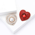 Alloy Pearl Rhinestone Heart Brooch Pin For Women's Coat Decoration view 2