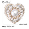 Alloy Pearl Rhinestone Heart Brooch Pin For Women's Coat Decoration view 6