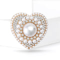 Alloy Pearl Rhinestone Heart Brooch Pin For Women's Coat Decoration view 4