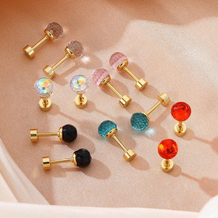 Style Colorful Zircon Ball Gold Tone Alloy Minimalist Dopamine Ear Bone Stud Fashion Earrings