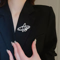 Light Luxury Copper Zircon Planet Pearl Geometric Brooch For Women view 1