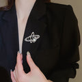 Light Luxury Copper Zircon Planet Pearl Geometric Brooch For Women view 3