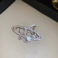 Light Luxury Copper Zircon Planet Pearl Geometric Brooch For Women view 2