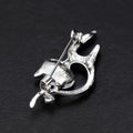 Aqua Silver Tone Blue Crystal Cat Metal Brooch Pin view 5