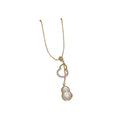 Gold Plated Copper Zircon Gourd Pendant Necklace, New Chinese Style Geometric Clavicle Jewelry view 5