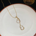 Gold Plated Copper Zircon Gourd Pendant Necklace, New Chinese Style Geometric Clavicle Jewelry view 4