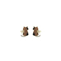 Light Luxury Leopard Enamel Cat Studs With Rhinestone Bow, Cute Alloy Korean Fashion Earrings view 5