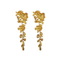 Chic Copper Flower Tassel Drop Earrings With Silver Tone Posts Elegant Floral Design view 5