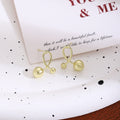 Elegant Gold Brushed Alloy Cross Loop Double Ball Minimalist Stud Earrings view 2