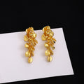 Elegant New Chinese Gilt Alloy Leaf Flower Tassel Drop Statement Vintage Metal Floral Dangle Earrings view 4