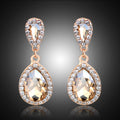 Champagne Gold Tone Silver Tone Champagne Teardrop Halo Metal Dangle Earrings view 5