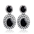 Silver Tone Oval Crystal Halo Crystal Two Designs Metal Dangle Earrings view 6