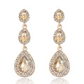 Silver Tone Triple Teardrop Crystal Crystal Four Designs Metal Dangle Earrings view 6