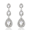 Silver Tone Triple Teardrop Crystal Crystal Four Designs Metal Dangle Earrings view 7
