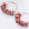 Pink Blue and Multicolor Fabric Flower Hoop Earrings view 5